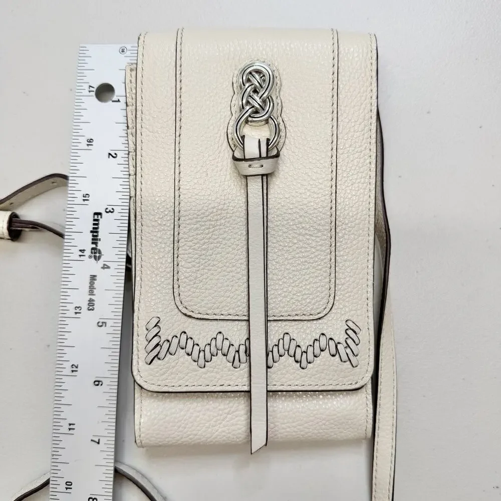 Brighton Interlok Phone Organizer Celtic Silver Hardware Cream Woven Leather